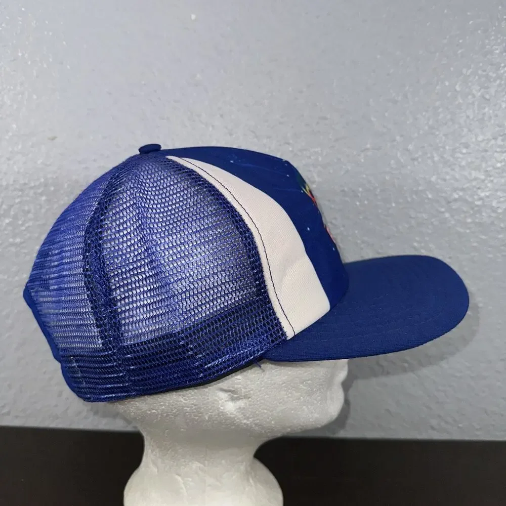 Vintage 1982 Walt Disney World Epcot Hat Cap Snap Back Blue Trucker Adjustable - Picture 2 of 7